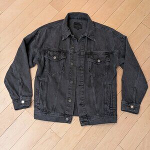MOVING SALE AG Oversized 90s Boyfriend Jean Jacket Aged Black Wash Size XS